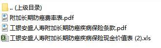 工银安盛人寿如意安康附加长期防癌条款费率现金价值表.rar