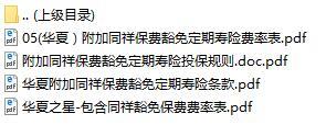 华夏附加同祥保费豁免定期寿险条款费率表.rar