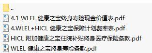 建信健康之宝附加住院补贴终身医疗保险条款费率表现金价值表.rar