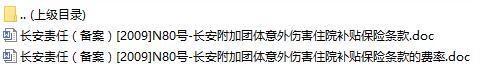长安责任保险长安附加团体意外伤害住院补贴保险条款费率表.rar
