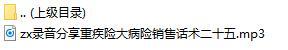 录音分享重疾险大病险销售话术二十五.rar