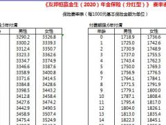 友邦恒赢金生2020年金保险分红型费率表.xlsx