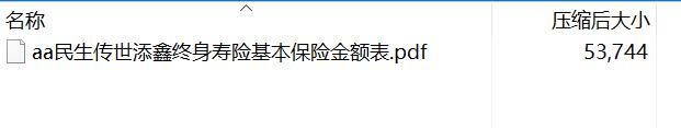 民生传世添鑫终身寿险基本保险金额表.rar