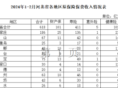 2024年前2月河北省各地區(qū)原保險保費收入情況表經(jīng)營數(shù)據(jù)表4頁.xlsx